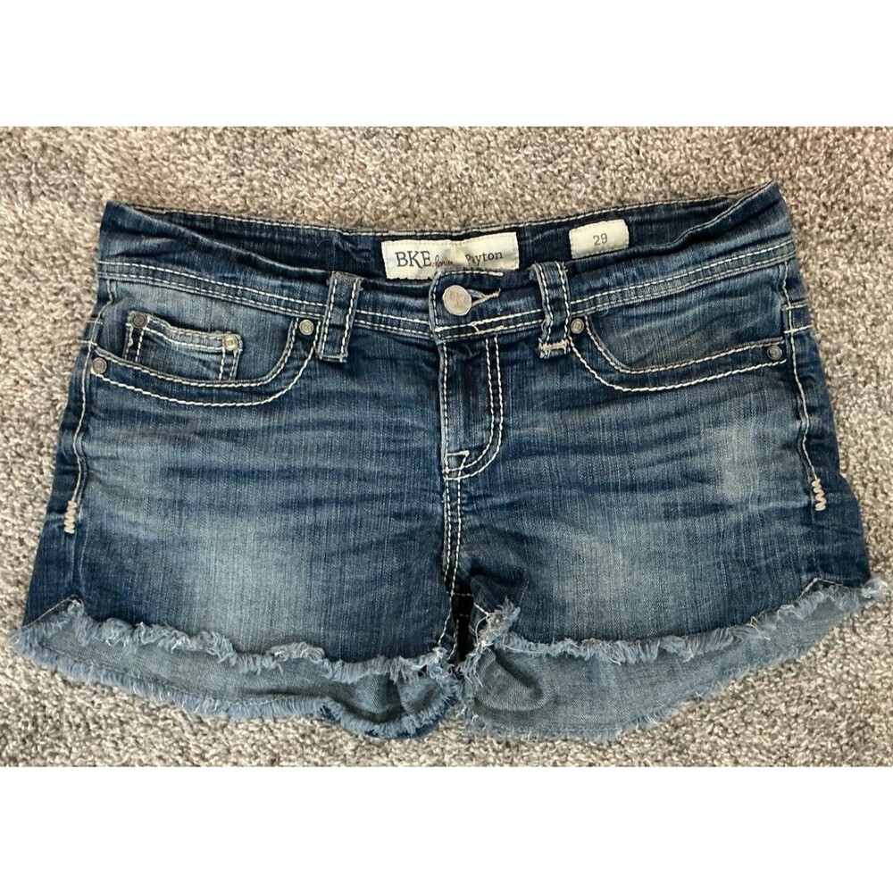 BKE Denim Payton Shorts Womens Size 29 Blue Dark Wash Jeans Distressed